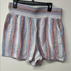 Crown & Ivy High Waist Striped Shorts - Red, Blue, White